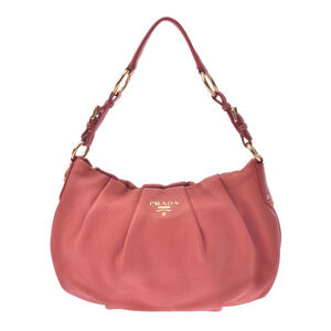 Prada shoulder bag vermilion calfskin leather